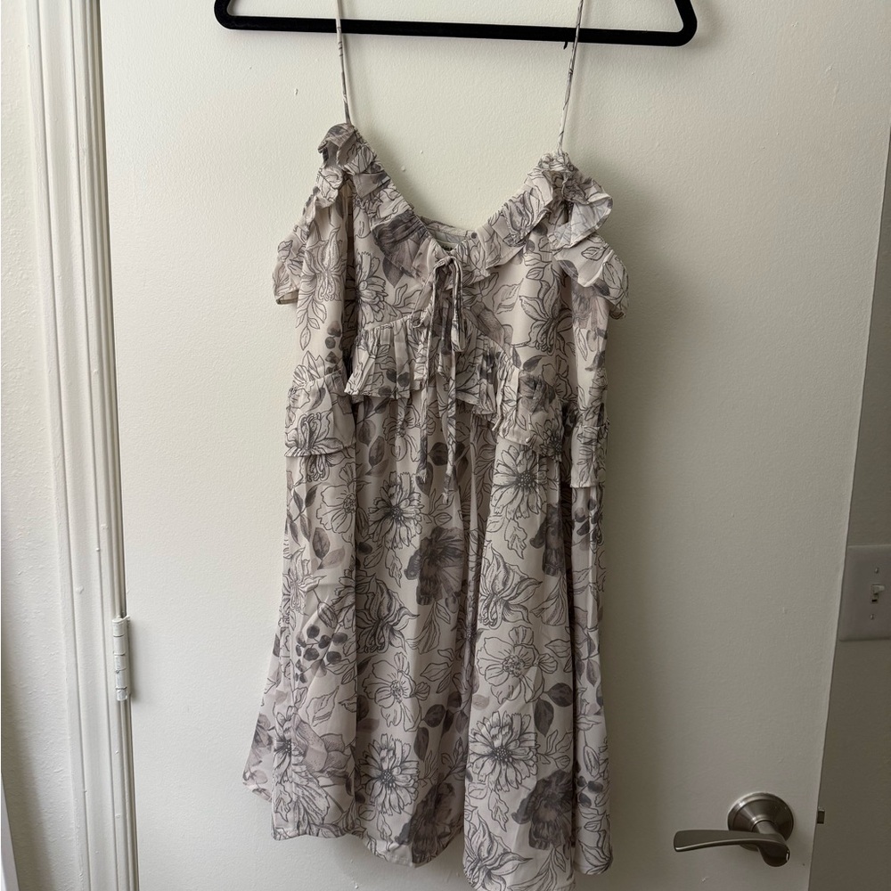 Abercrombie & Fitch Floral Mini Dress - Cream and Gray